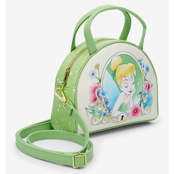 NEW Loungefly Disney Tinker Bell Crossbody Bag Peter‎ Pan Floral Satchel Bag - Picture 1 of 4